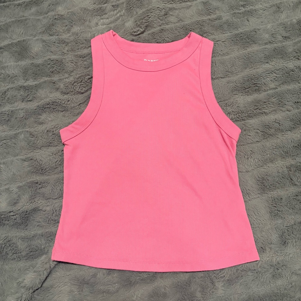Pink Ribbed Sleeveless Tank Top - Women's